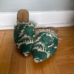 Lucky Brand Leather/canvas mules